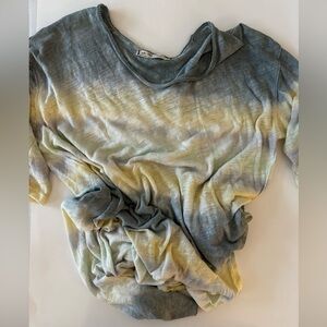 Free People "Pomona" Tie-Dye Long Line T-Shirt Tunic, XS, Cotton/Linen Blend